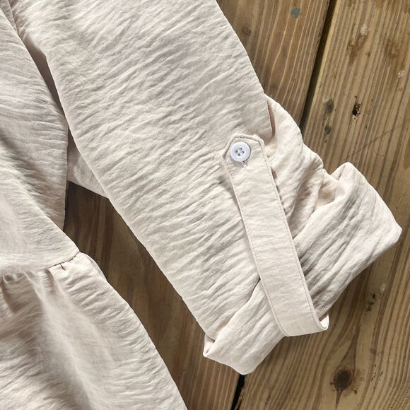 NWT Shein Frenchy Texture Shirt Dress - Long Roll Tab Sleeves - Women's Large - Picture 4 of 7